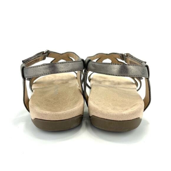 Vionic Jodie Orthotic Flat Sandal Size 10 Silver Adjustable Straps Arch Support - Picture 12 of 16